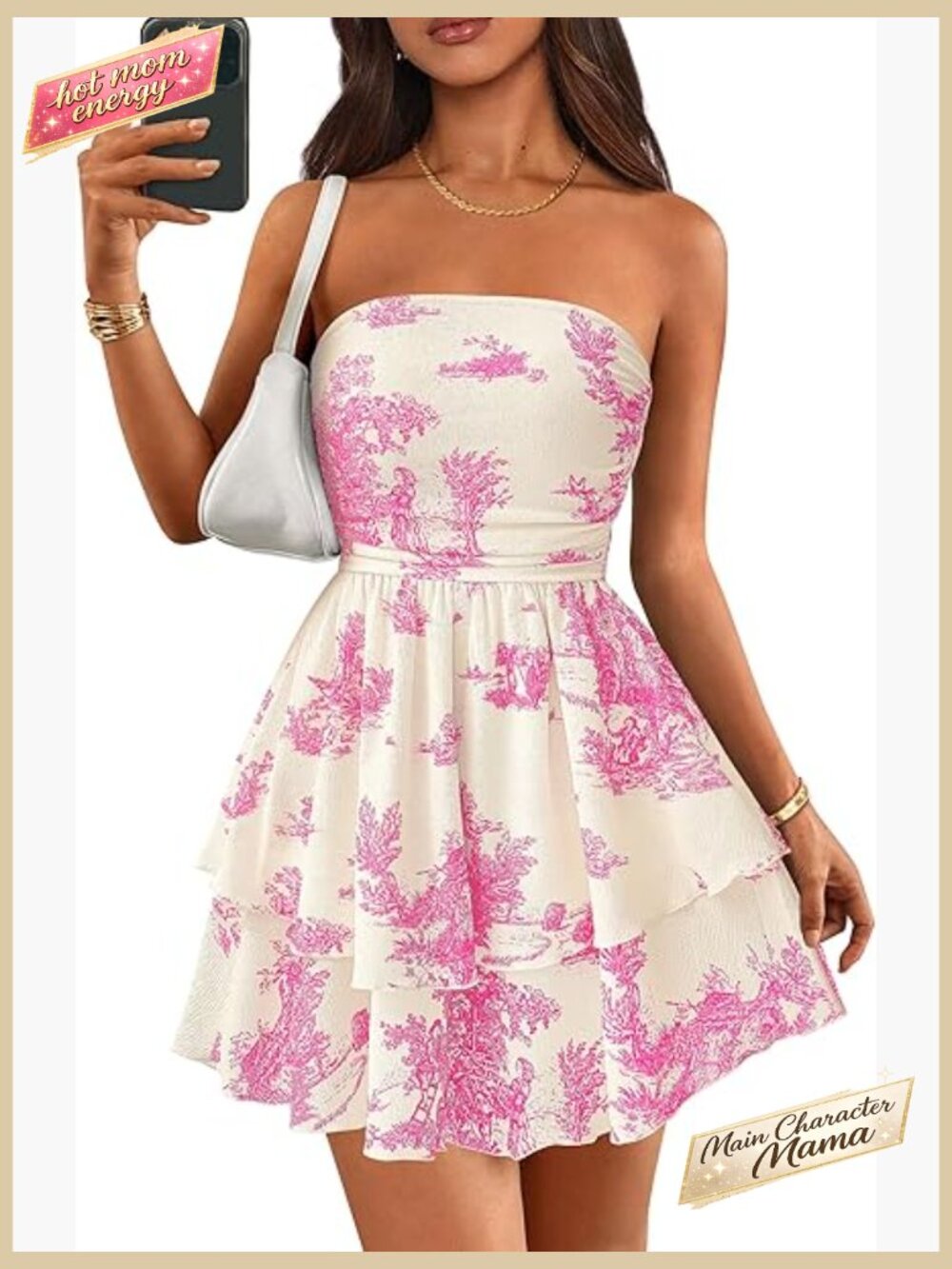 Summer Strapless Tube Mini Dress Smocked Ruffle A Line Flowy Short Party Club - Picture 1 of 7